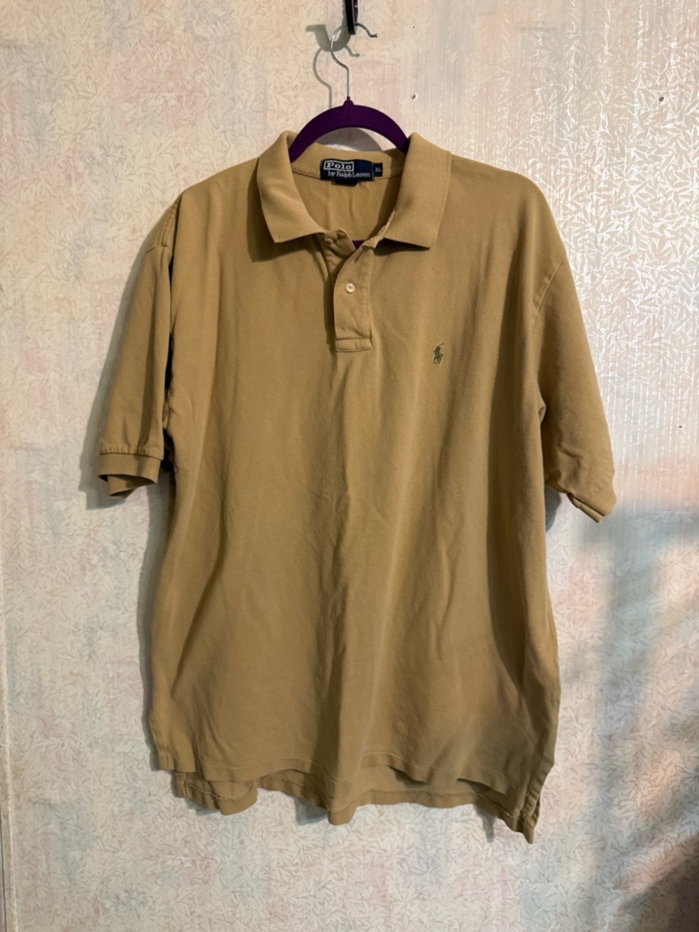 Ralph Lauren Men's Polo in Khaki Tan with Embroidered Pony, Golf, Casual XL